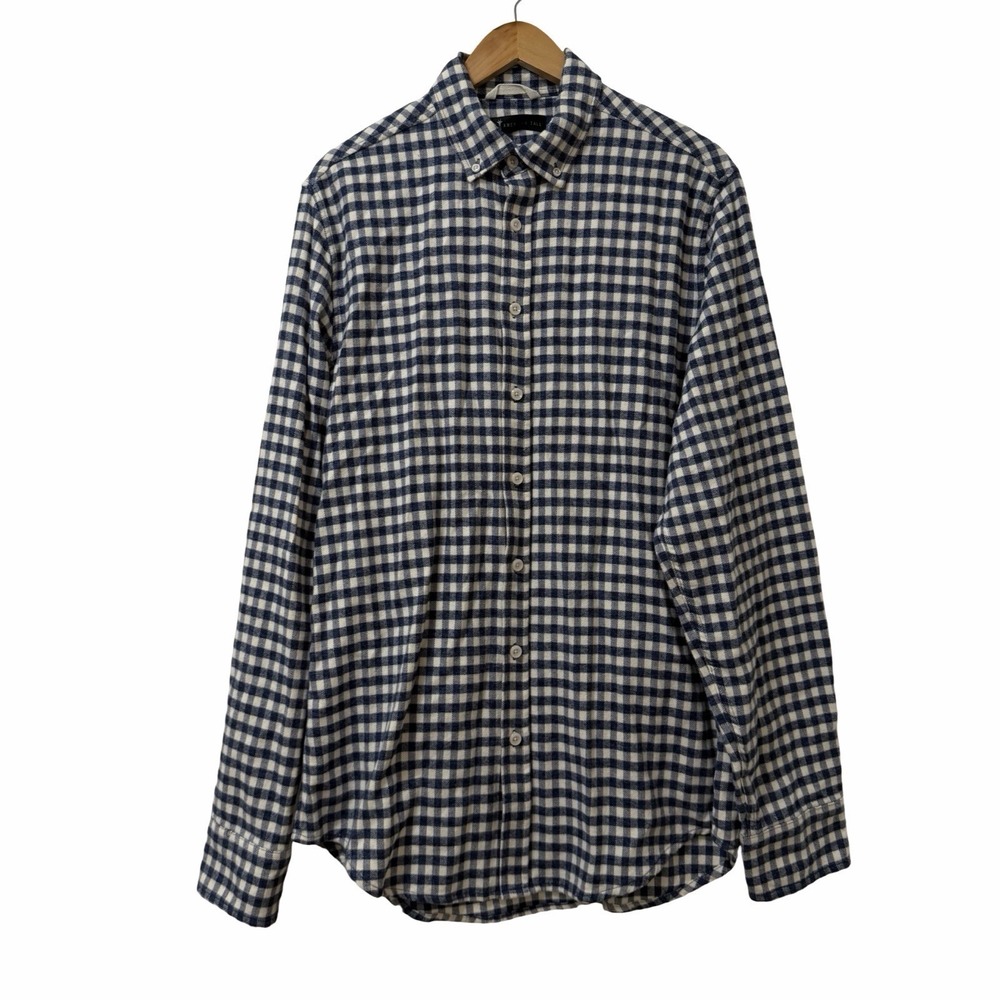 American Tall‎ Mens Plaid Flannel Button Down Shirt Size LT Blue Country Western